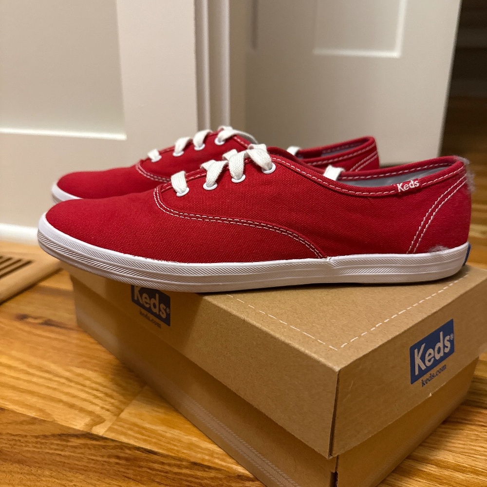 Keds red canvas champion shoe